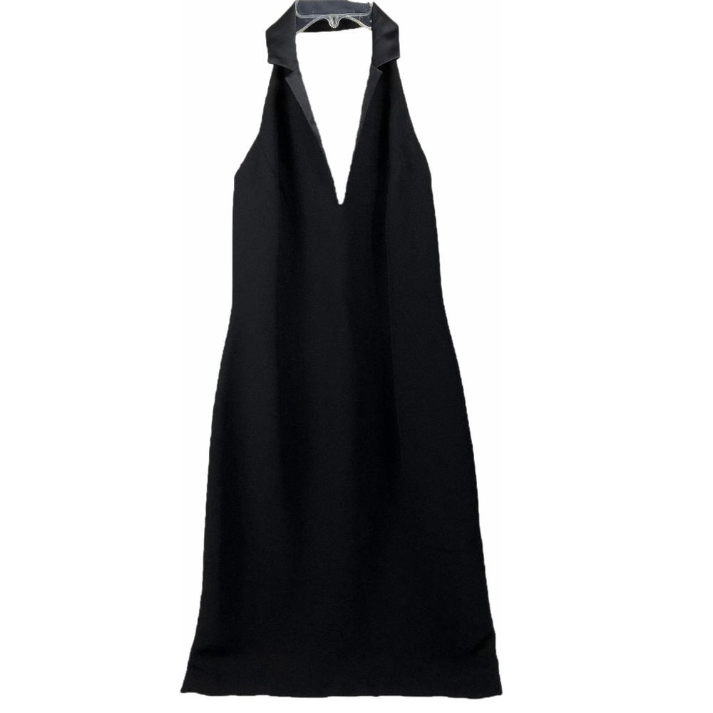 MAGGY LONDON little black halter tuxedo dress